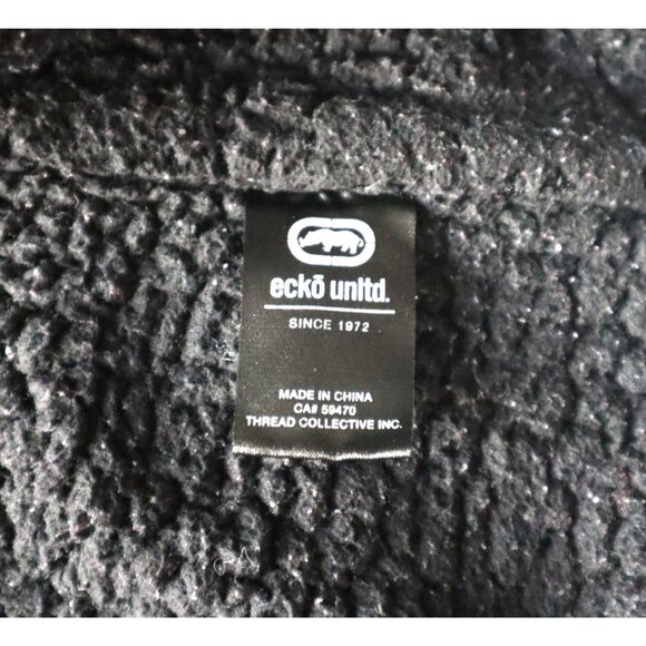 Ecko Unltd Fleece Hoodie Medium Black Zip Varsity Sherpa Jacket Streetwear - Picture 8 of 10